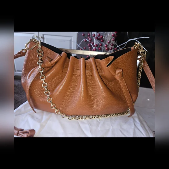 EuC YUZEFI Scallop Scallop BAG Pebble Grained Cinnamon With Tags - Picture 11 of 16